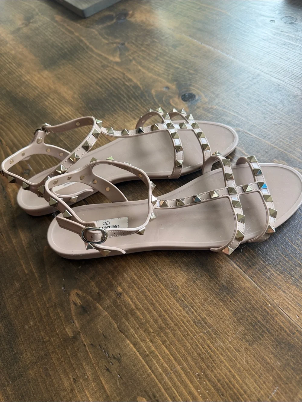 Valentino Jelly Nude Rockstud T-Strap Sandals 40 - Picture 4 of 5